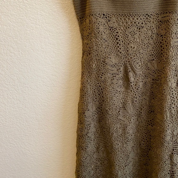 🎉SALE🎉 CARMEN MARC VALVO Green Crochet Lace Midi Dress M - Picture 6 of 17